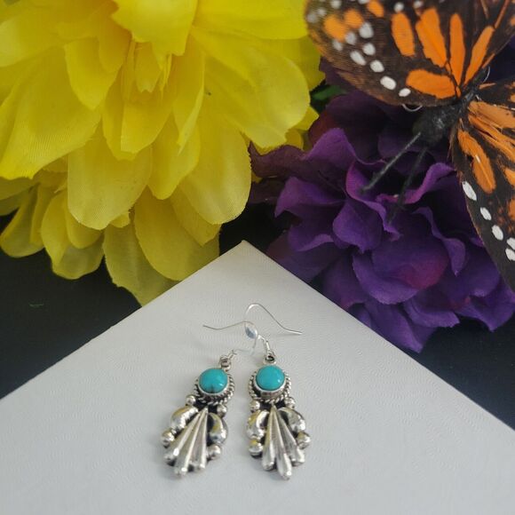 Turquoise & Sterling Silver Earrings - Verley Betone - Picture 3 of 8
